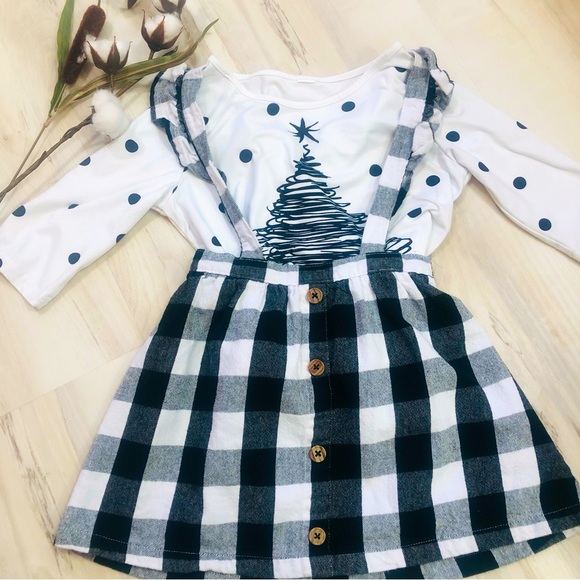 Festive Polka Dot and Plaid Dress - Picture 1 of 5